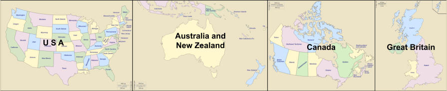 Australia and New Zealand Canada Great Britain U S A
